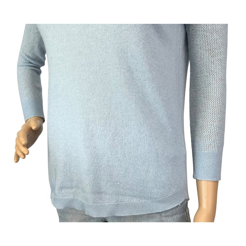 J. Crew Merino Wool Mesh Sleeve Sweater Dusty Sky Blue B9210 Size S - Picture 8 of 11